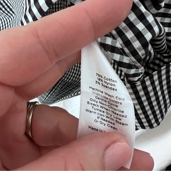 EUC Talbots Preppy Gingham Pleat Collar Shift Dress Black White size 14 Petite - Picture 10 of 14